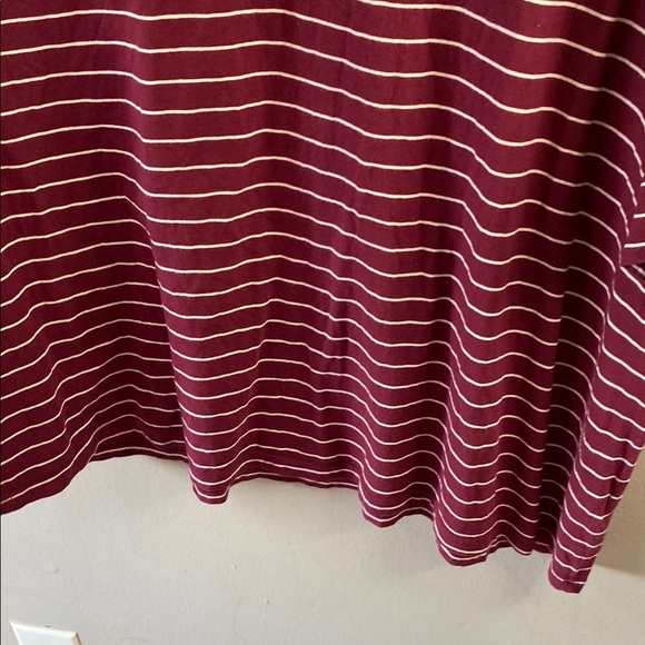 Chaps Burgundy Striped Blouse - Picture 2 of 12